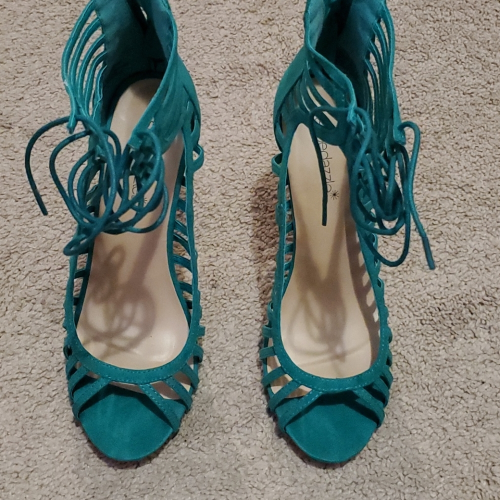 Teal heel sandal
